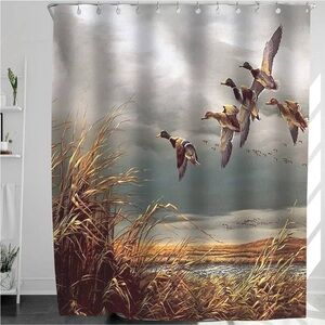 Hunting Flying Wild Ducks Shower Curtain,72 x 72, Bath Curtains Bathroom
